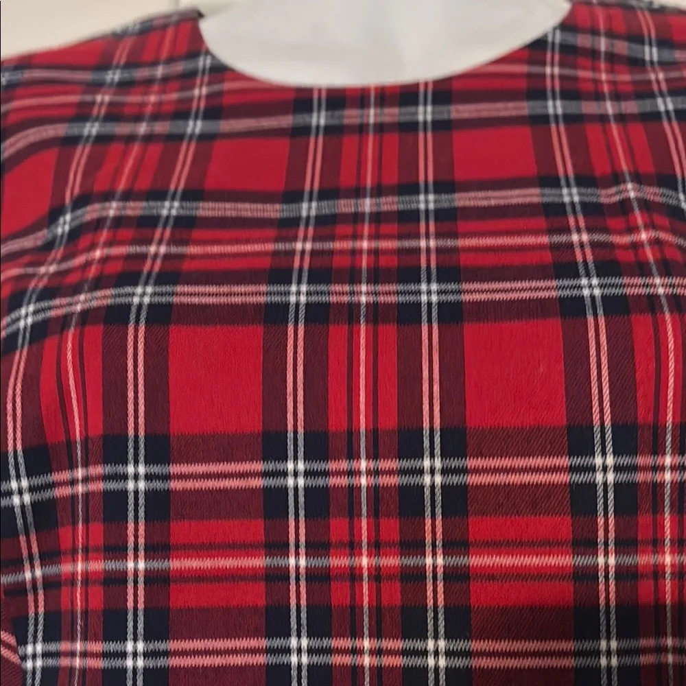 Draper James Red and Blue Pleated Puff Sleeve Midi Dress - Picture 3 of 6